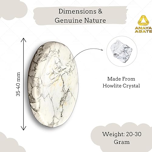 Miniatura 2 de Howlite Worry Stone – Piedras de cristal para el pulgar para angustia, estrés, piedras de equilibrio relajantes y calmantes para meditación, alivio