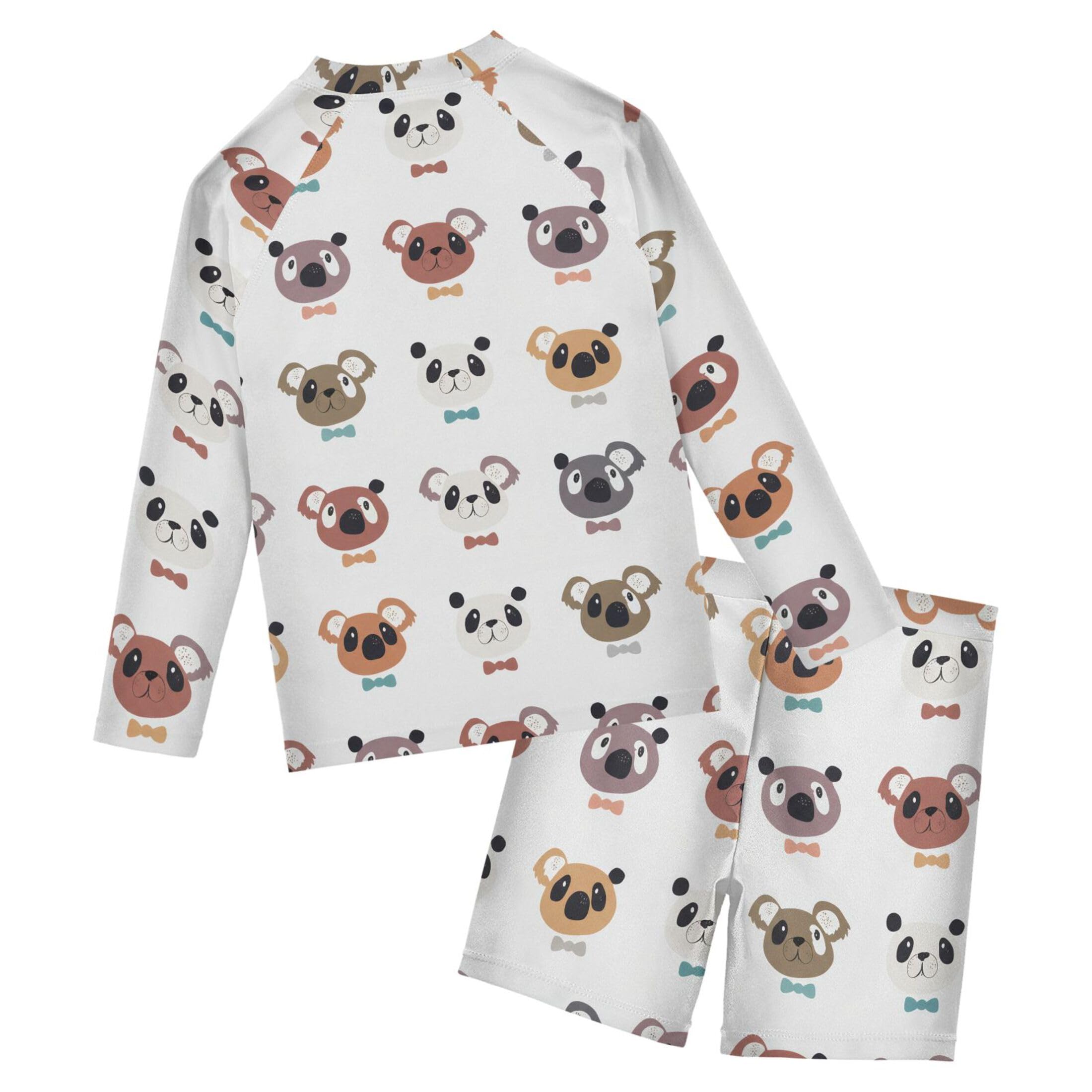 Cute Teddy Bear Baby Boys' Toddler Long Sleeved Rashguard Swim Bathing Suit Set B0404231