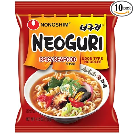 Nongshim Neoguri Spicy Seafood with Udon-Style Noodle, 4.2 Ounce (Pack of 10)
