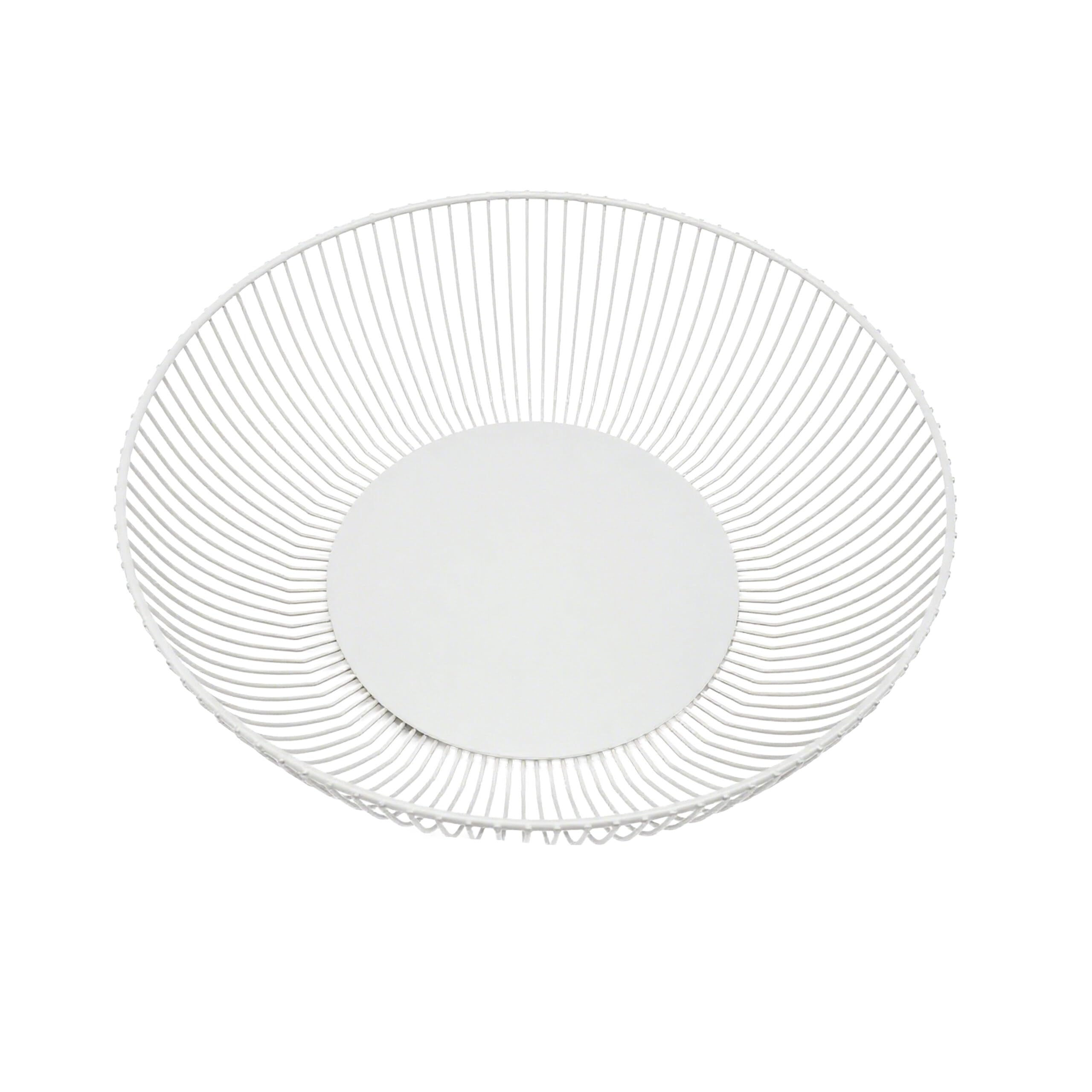 Relaxdays Cestino per Frutta in Metallo, Rotondo, HxD: 8 x 28 cm, Moderno, Bianco, Fruttiere
