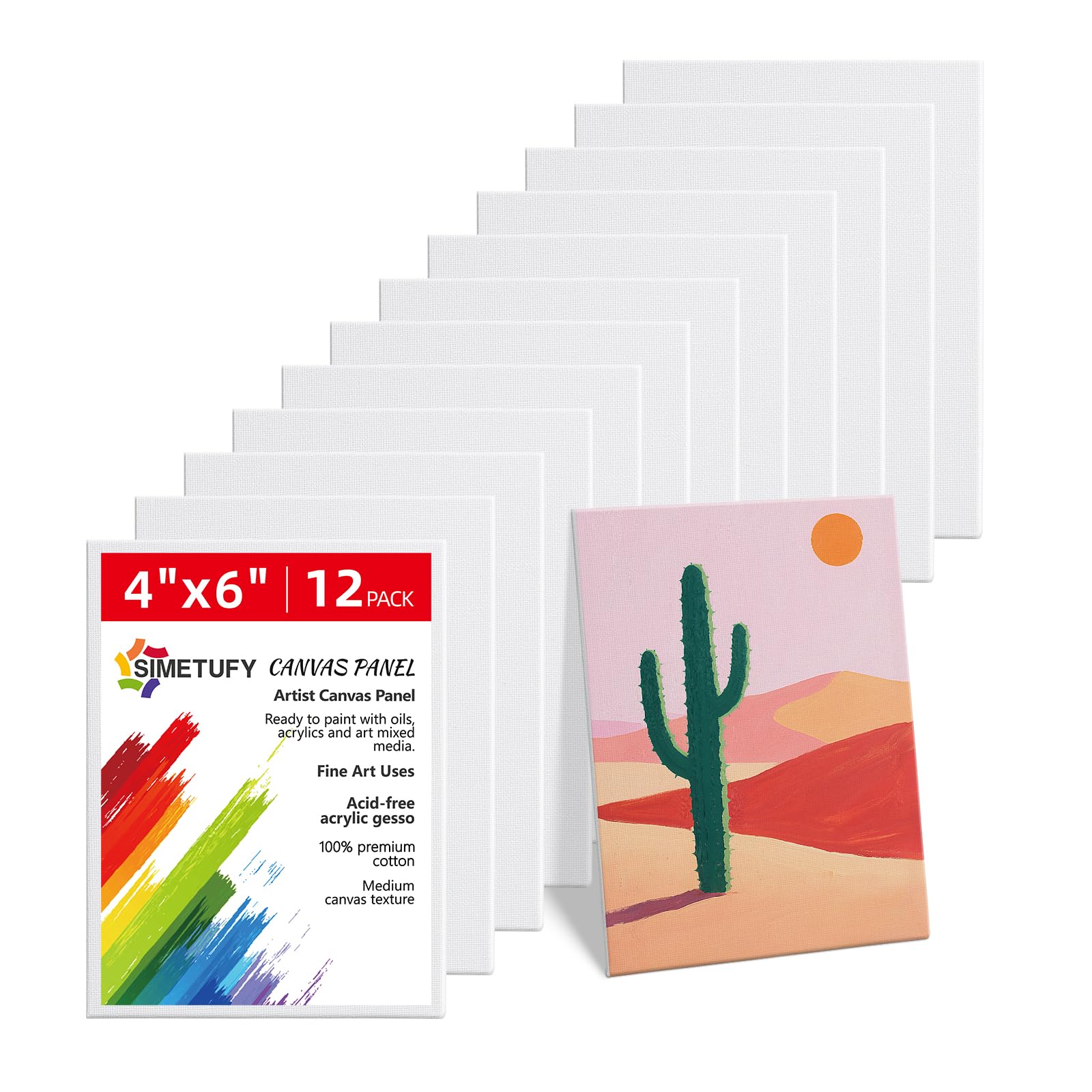 Snapklik.com : 4 X 6 Inch 12 Pack Small Painting Canvas Boards- Gesso d ...