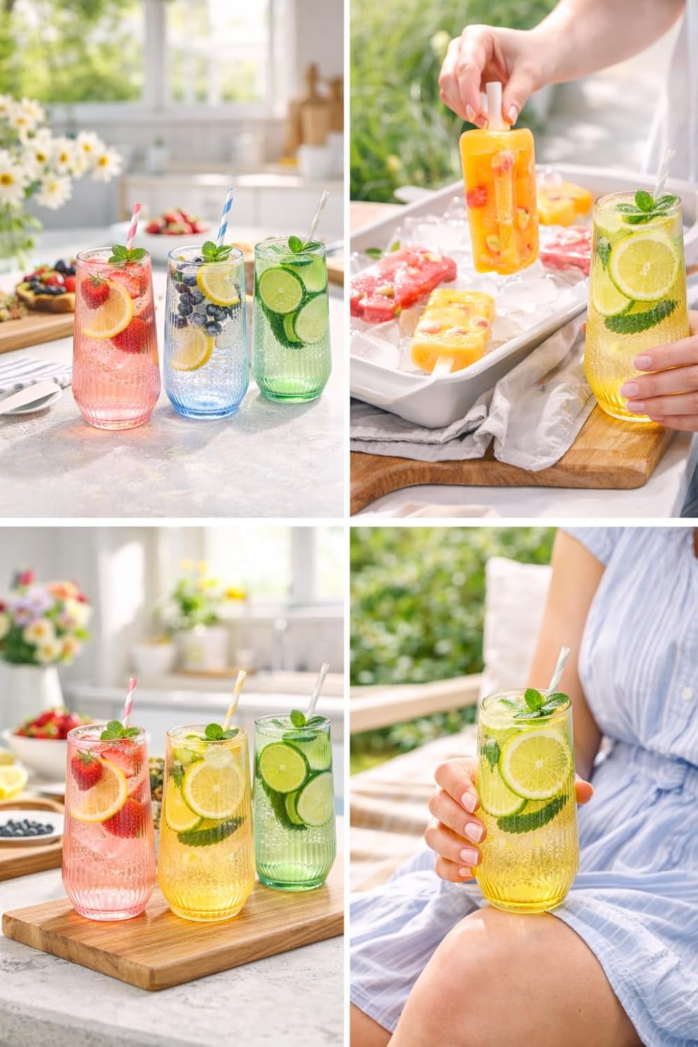 48 Pack Ribbed Ripple Stemless Toasting Glasses, Origami Durable 9 Oz BPA-Free Disposable Plastic Champagne Flutes for Weddings, Bars, Events, and Celebrations (48, Ribbed Color Collection)