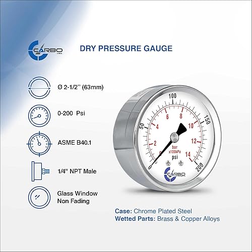 Miniatura 10 de Manómetro de 2-12", caja de acero cromado, seco, vacío compuesto -30 Hg - 0-15 psi Montaje trasero 14" NPT