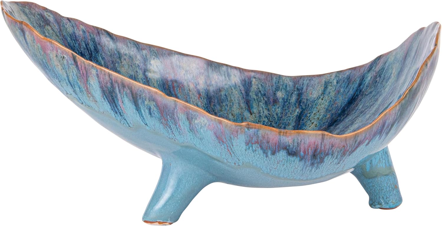 Bloomingville Azure Footed Stoneware Bowl, Blue