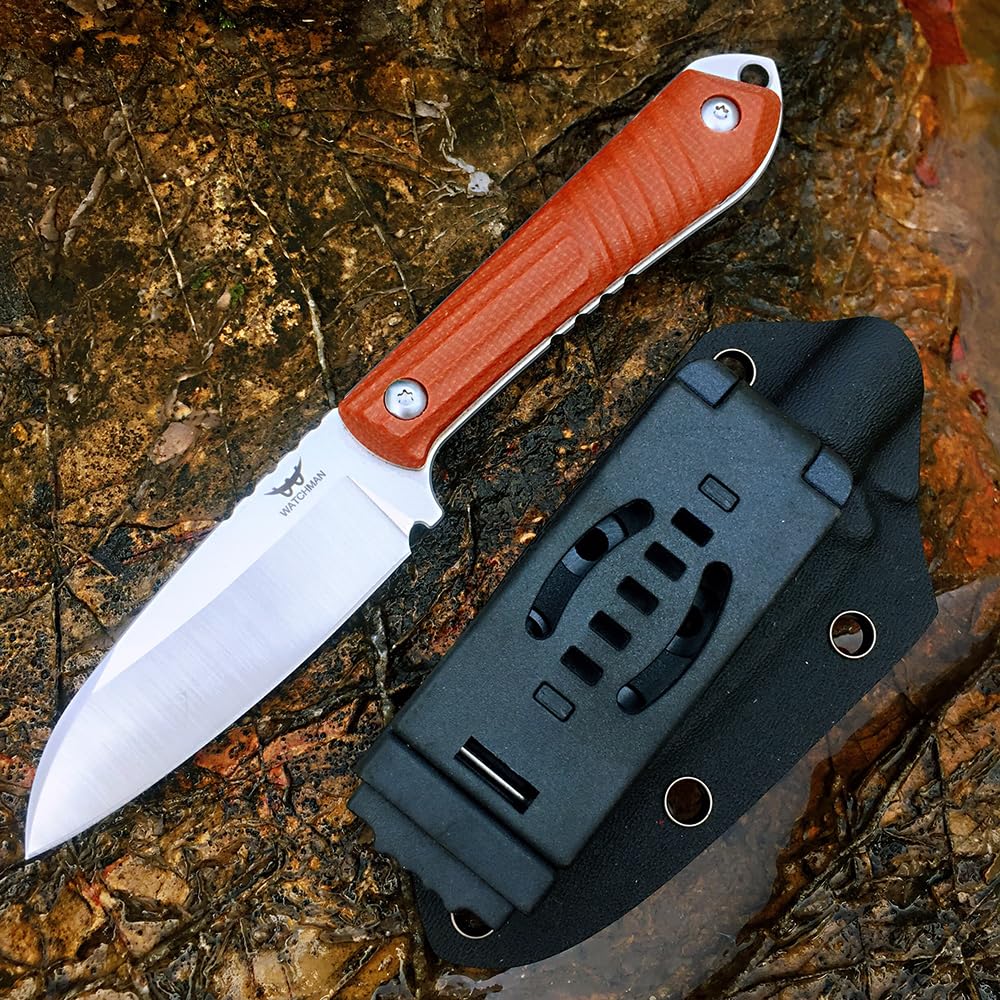 Watchman W206 EDC Fixed Blade Knife 14C28N Blade Steel Micarta Handle with Kydex Sheaths for Outdoor Activities Camping (Desert)