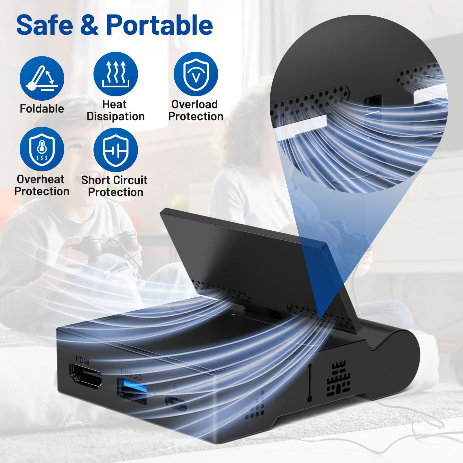 Switch Docking Station für NS Switch/Switch OLED, innoAura Switch Dock für TV mit 4K HDMI, USB 3.0 und Type-C Ladeanschluss, Faltbarer und tragbarer Switch-Ladestation ständer