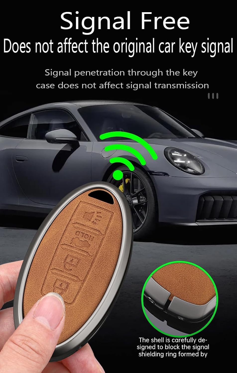 ontto 4-Button Key Housing Metal and Leather Car Key Case Fit for Nissan Altima Rogue Sentra Pathfinder Frontier Maxima Titan Murano Kicks Juke Versa Armada GTR 370Z Leaf,Brown