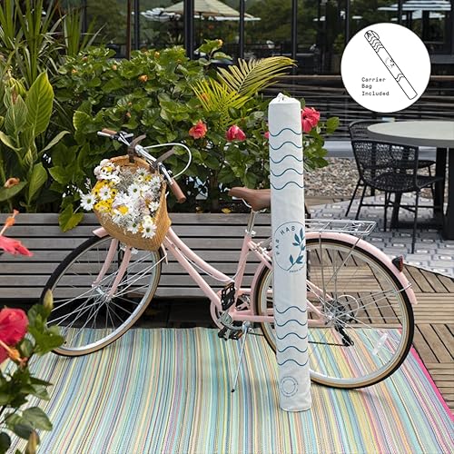 Miniatura 7 de Fab Habitat Alfombra azteca para exteriores, impermeable, resistente a la decoloración, sin arrugas, plástico reciclado de alta calidad, a rayas,