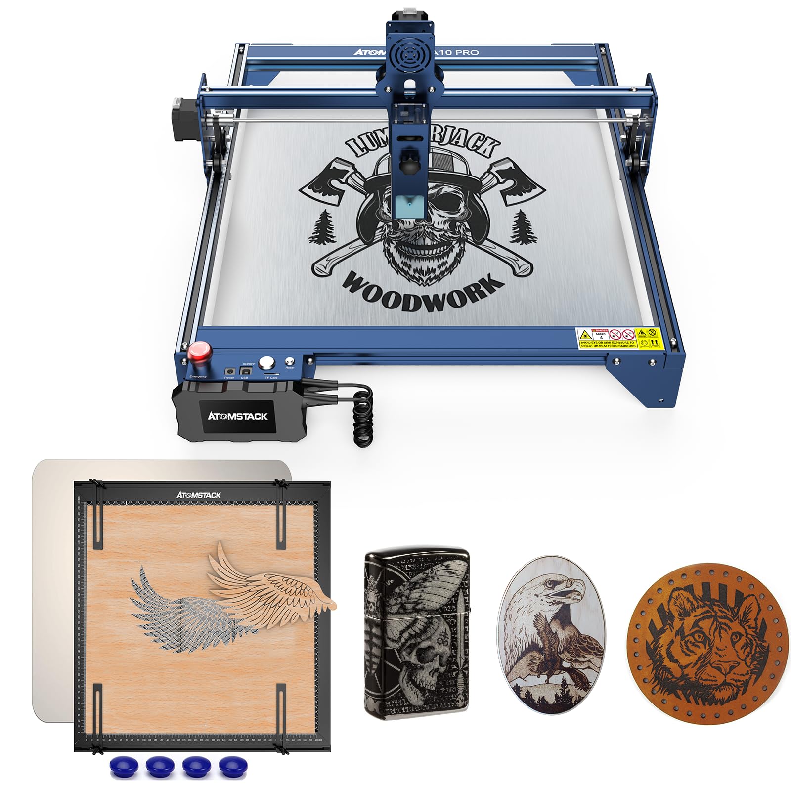 ATOMSTACK Graveur laser A10 Pro avec plateau de travail laser de 400 x 400 mm, machine de découpe 50 W pour bricolage, bois, métal, papier de bricolage, acrylique, cuir