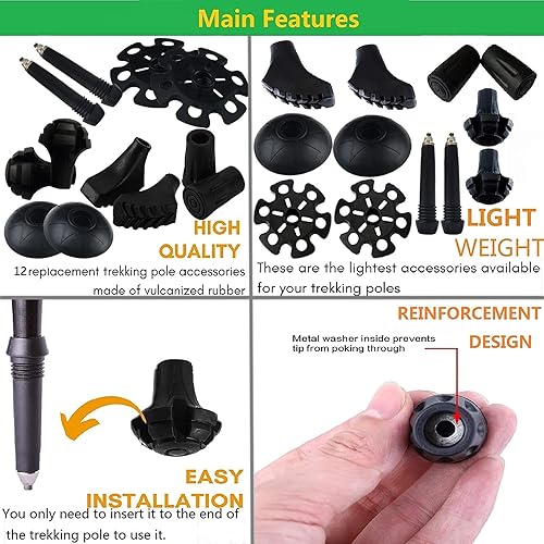 Miniatura 4 de Puntas de bastones de trekking, protectores de goma para senderismo, accesorios de repuesto, para la mayoría de los bastones de senderismo