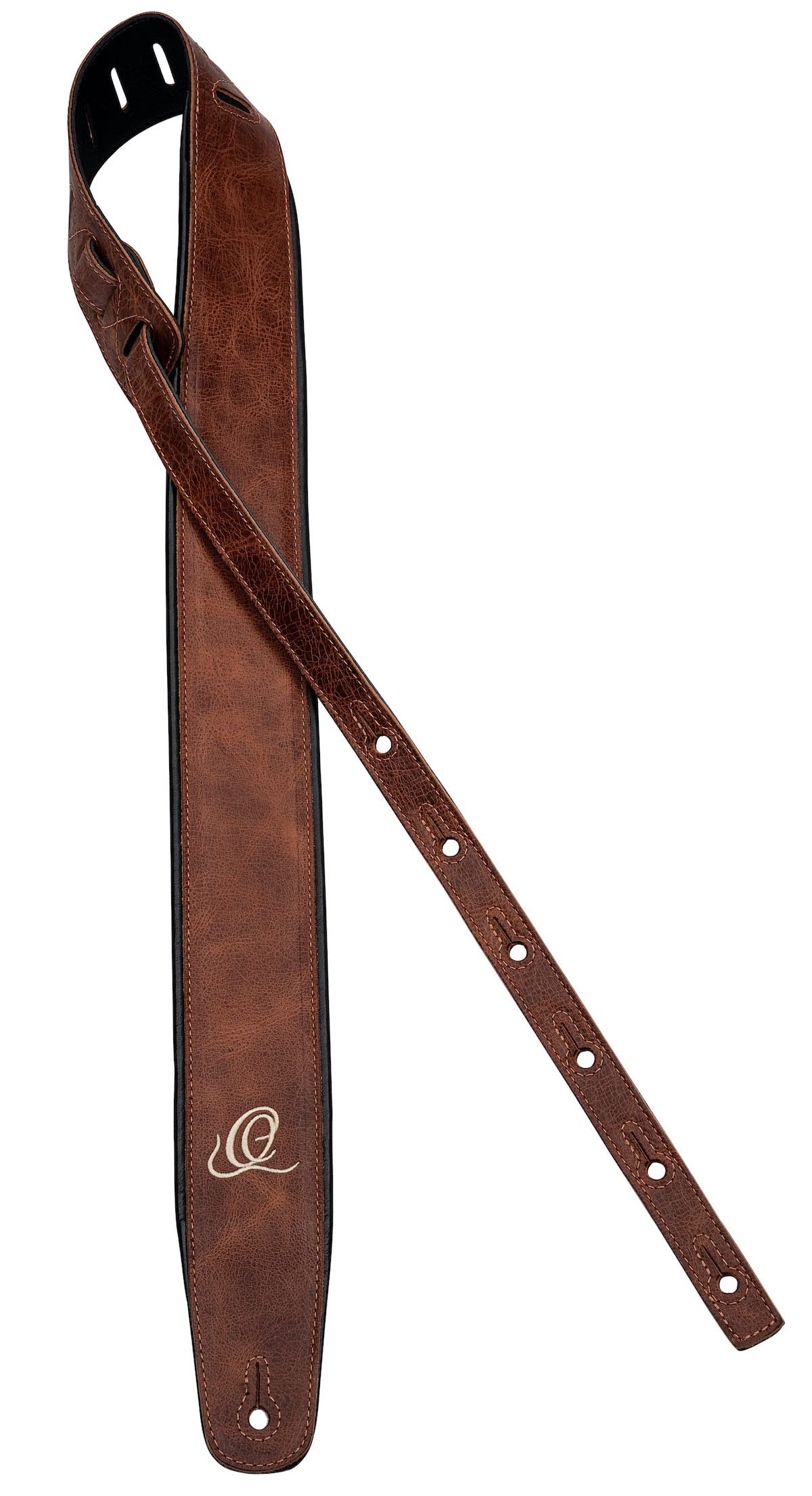 Ortega Guitars Tracolla per Chitarra Regolabile – Chitarra Acustica / Elettrica, Basso Acustico / Elettrico – Classic Series – Vera Pelle, Vintage Caramel (OSCL-5)
