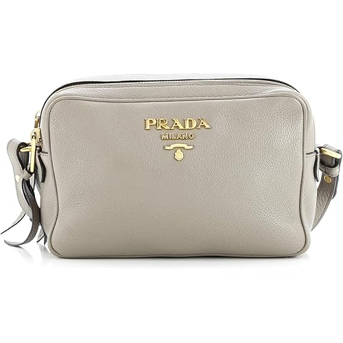 Prada, Pre-Loved Double Zip Camera Bag Vitello Daino, Gray