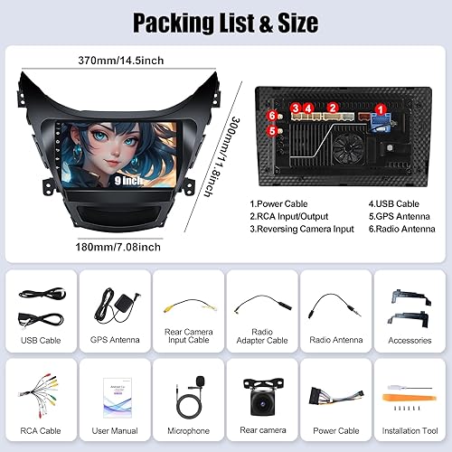 Miniatura 17 de SIXWIN 1G+32G Android coche estéreo Radio para Hyundai Elantra 2011 2012 2013 con inalámbrico Apple Carplay Android Auto Bluetooth 9 pulgadas