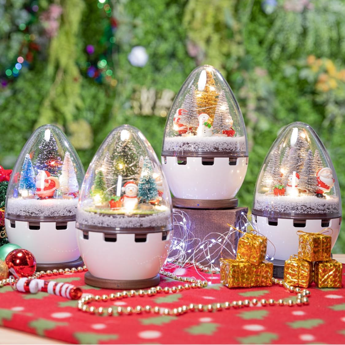 Music Box, Christmas, Santa, Snowman, Orgel, Cozy Mood Lamp, Winter Season, Wireless Power, Trees, X-Mas, Baby Product, Permanent Working, Wireless Charger Included (RGBW)