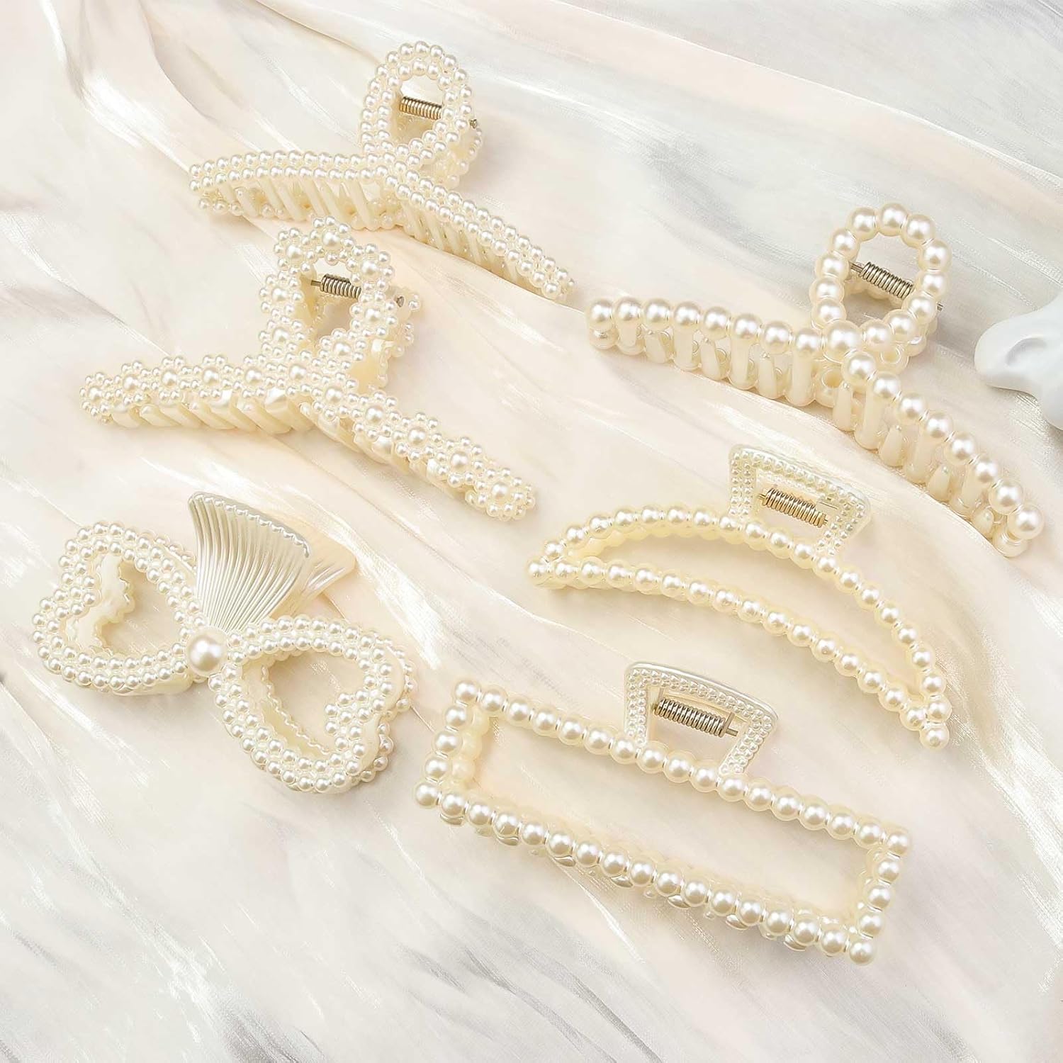 Amazon.com: FWUNYVN Large Pearl Hair Claw Clips for Women & Girls ...