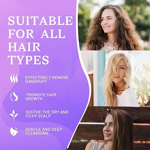 Miniatura 2 de Juego de champú y acondicionador para caspa para mujeres y hombres, limpiador profundo, caspa morada y cuero cabelludo con picazón seca, grado
