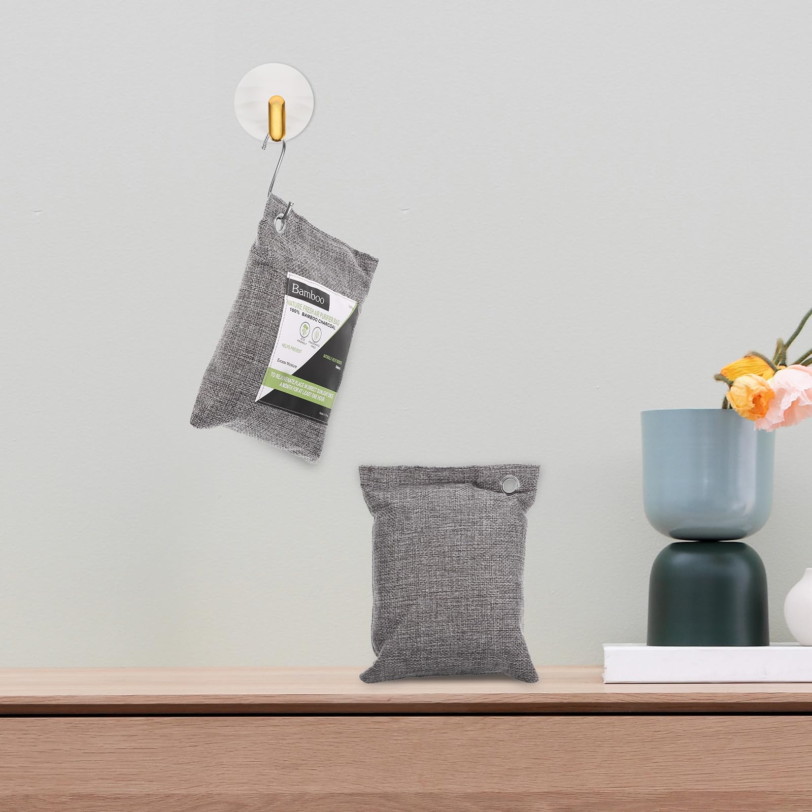 Sacchetti di Carbone Attivo la Purificazione Dell'aria Domestica, da 4 Pezzi Non Tessuto, Assorbi Odori e Umidità per Casa e Ufficio