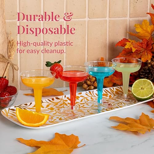 Miniatura 4 de Prestee Paquete de 3 Bandejas de Servir de Plástico Dorado para Fiestas - 13 x 9 Pulgadas Elegantes Bandejas de Servir para Alimentos, Postres y