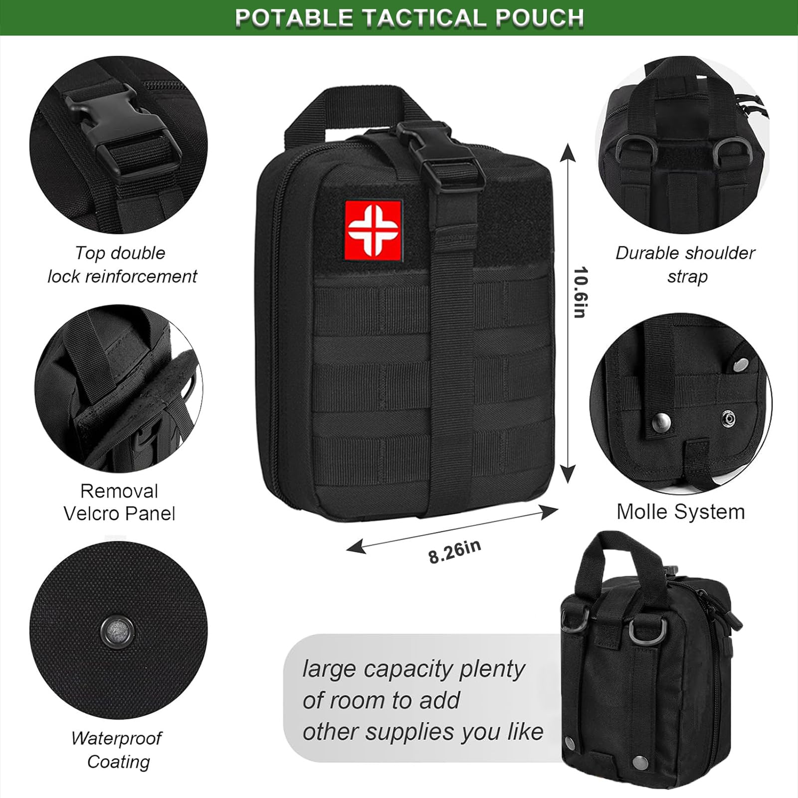 Kit de Supervivencia, Equipo de Emergencia, Kit Supervivencia con Hacha de Martillo Multifuncional, Kit de Emergencia para Viajar Caminar Acampar al Aire Montaña (Negro)