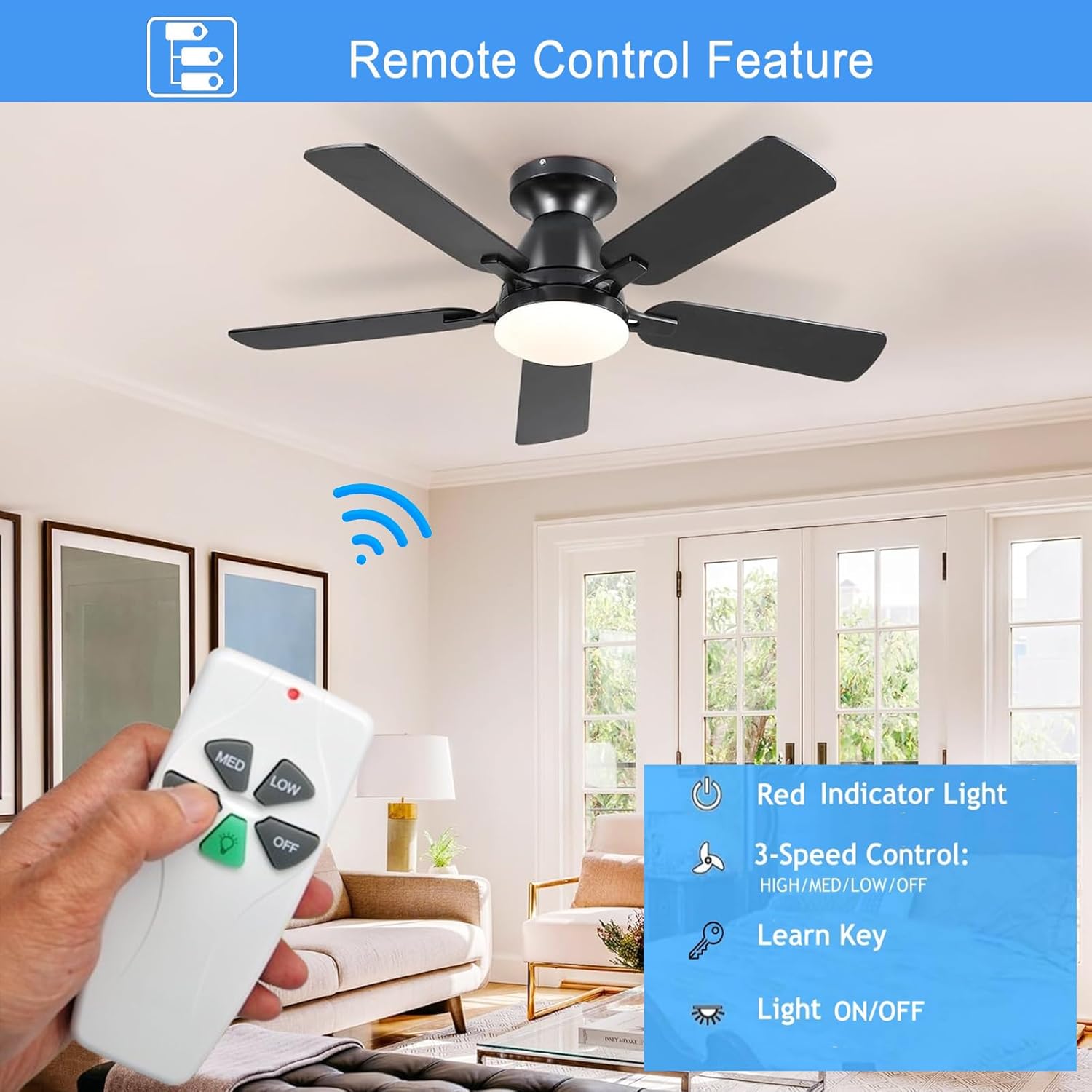 UBORSY FAN-53T Remote Control Features and Buttons