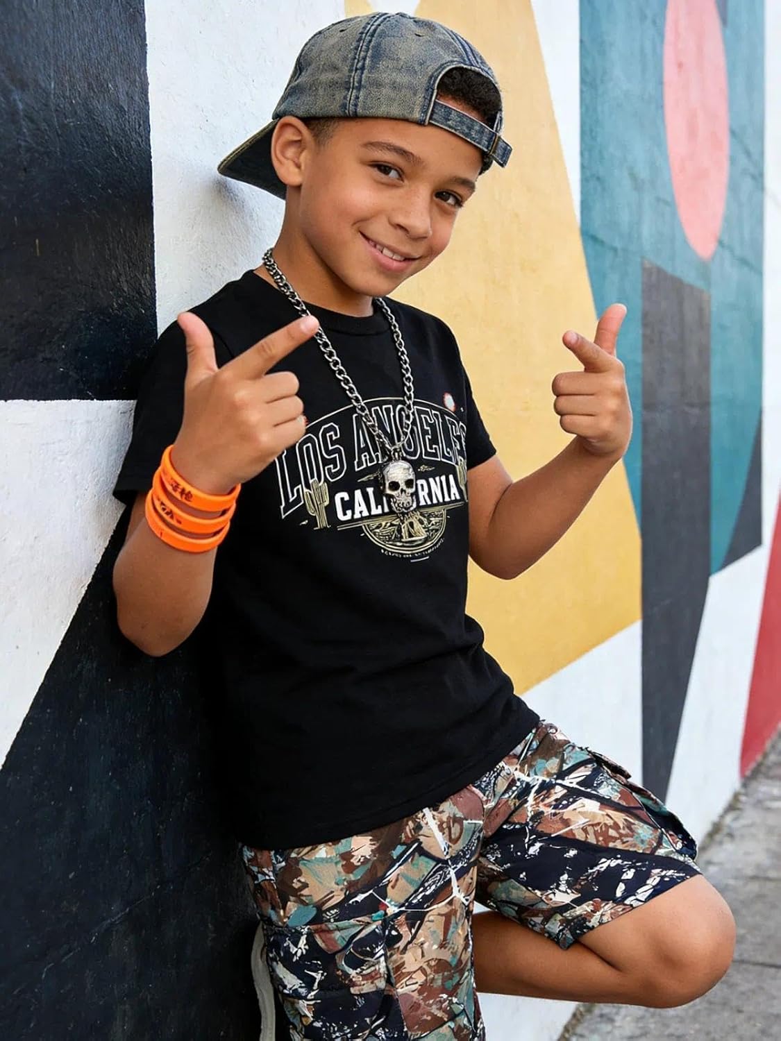 7-14 Years Boys' 2-Piece Outfit T-Shirt & Camouflage Cargo Shorts Set Summer Clothes for Kids - Image 6