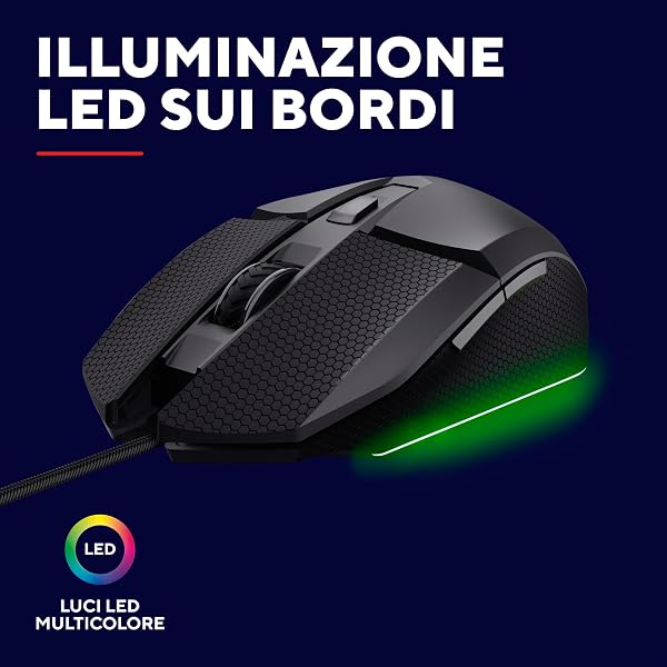 GXTrust 121 Felox+ Mouse Gaming con 6 Pulsanti Programmabili, 10000 DPI, USB 180 cm, Software Incluso, Illuminazione LED Multicolore, Mouse con Filo per PC, Portatile, Computer, Nero - 5