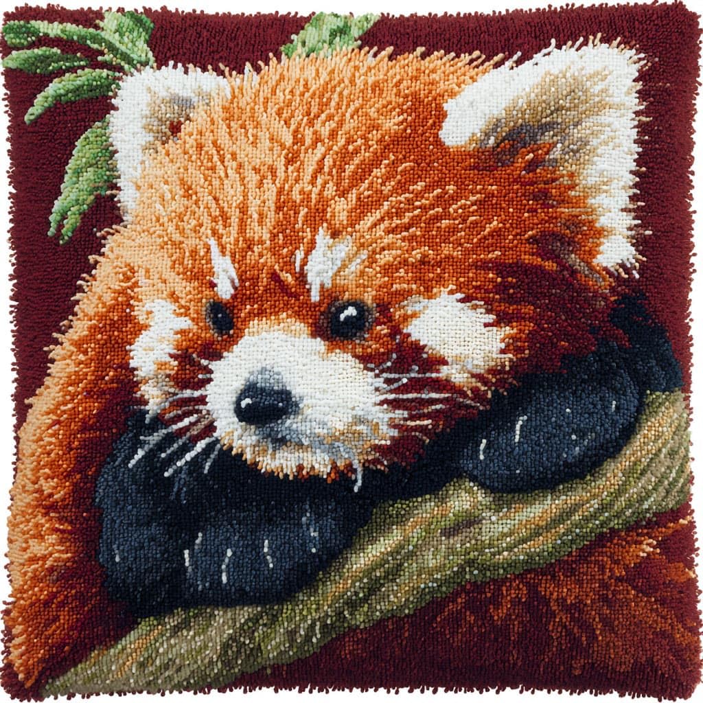 WallustrioaW Latch Hook Kits for Adults Beginners,Animal red Panda