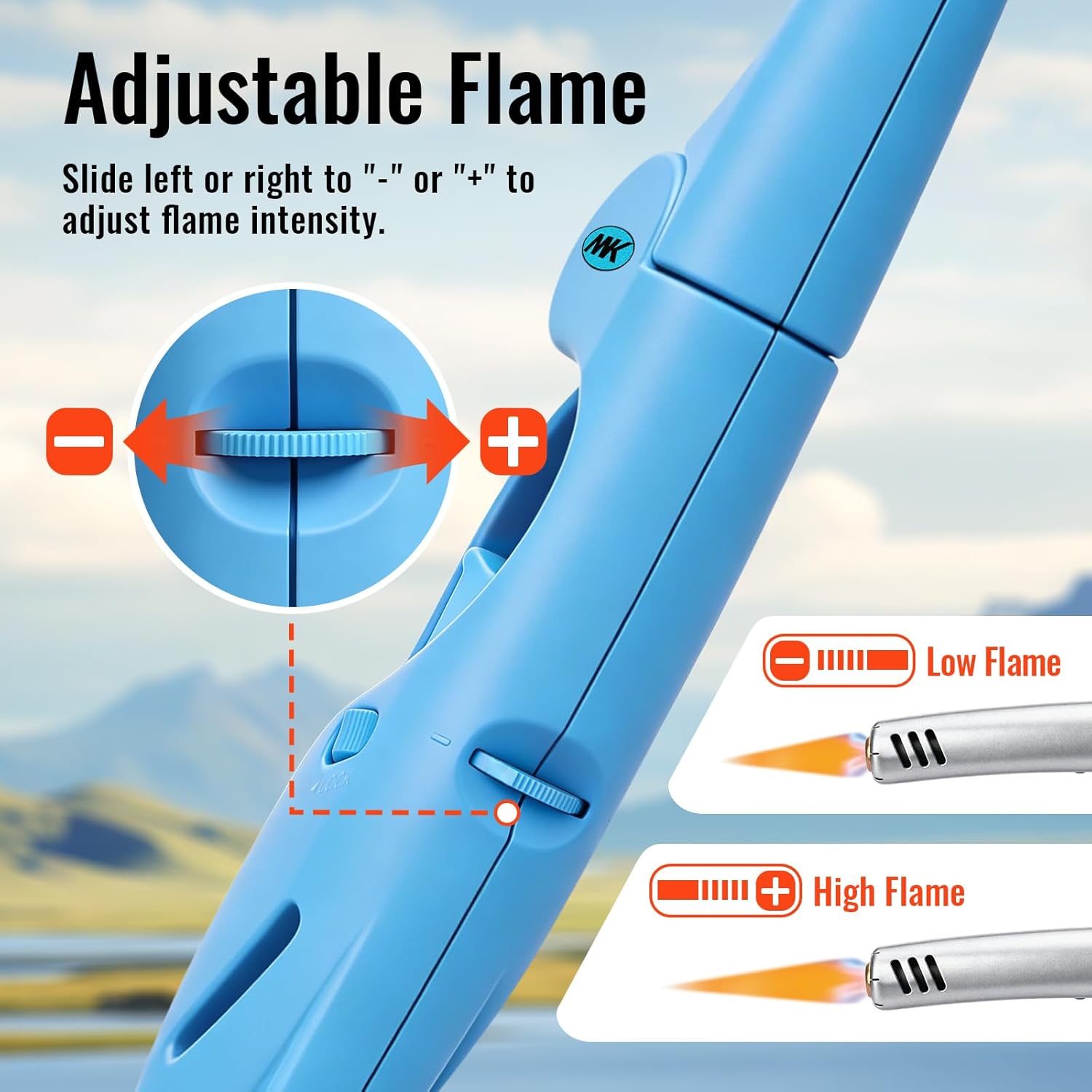 MK Lighter, 4PCS Candle Lighter, Windproof Flame, Foldable Lighters,Ideal for Candle, BBQs, Camping, Butane Refillable Lighters, Multipurpose Lighter, Random Color (Spectrum)