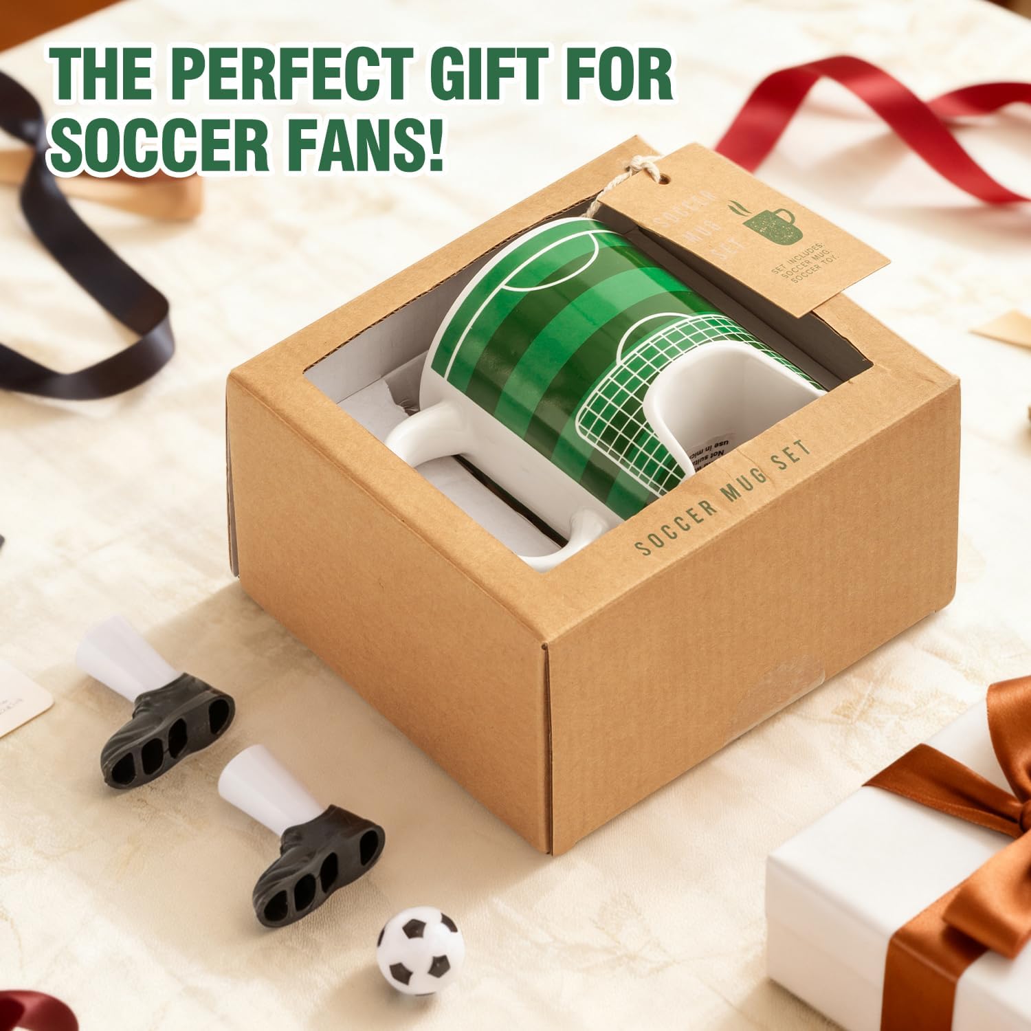 Soccer Mug Funny Coffee Cup Novelty Ceramic Mug With Cute Soccer Ball and Finger Shoes Football Players Gifts for Boys Football Lovers Coach Birthday Christmas Fathers Day - Image 4