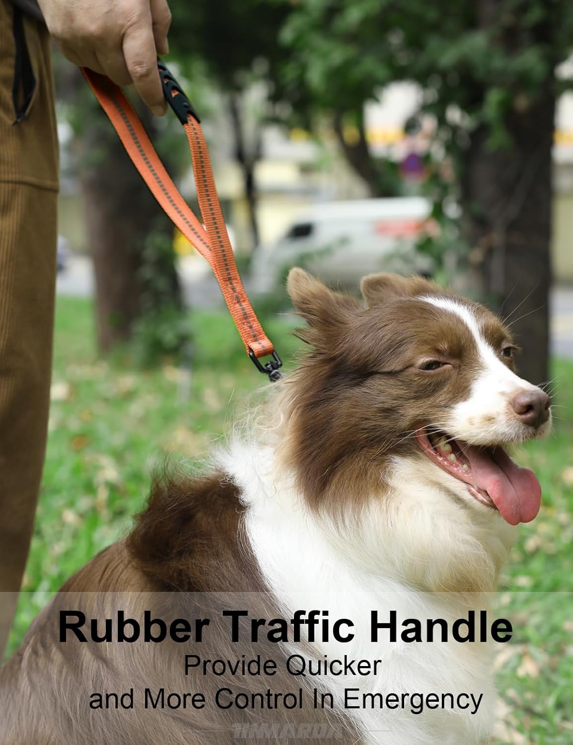 Heavy Duty Dog Leash, 4-6FT Shock Absorbing Dog Leashes with Traffic Handle and Comfortable Padded Handles, Advanced Easy Metal Clip, No Pull Reflective Leash for Medium Large Dogs That Pull (Orange) - Image 4