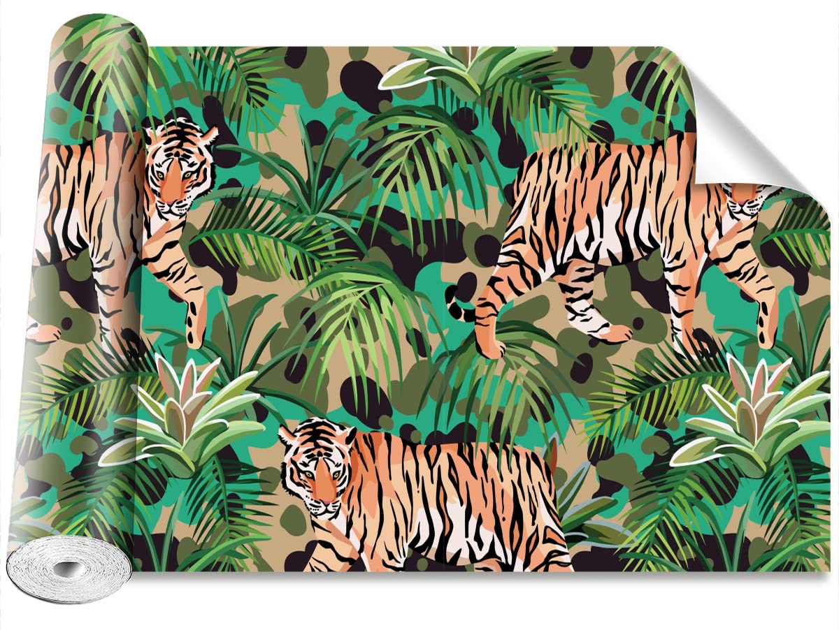 Papier peint tigre de la jungle protection murale lavable et adhésive