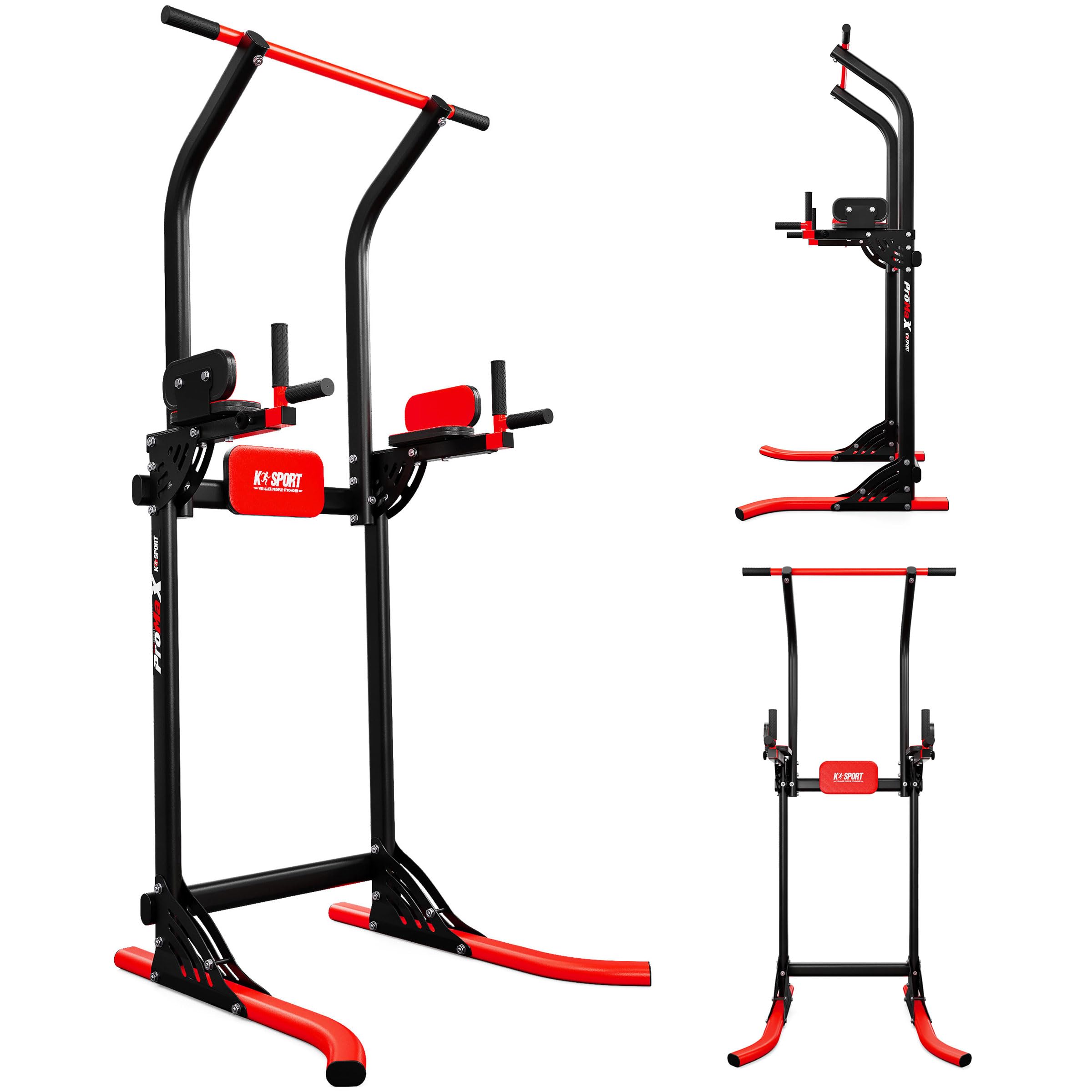 K-Sport: Power Tower - Attrezzatura per il fitness, barra di trazione autoportante, torre di forza multifunzione fino a 150 kg, fitness tour