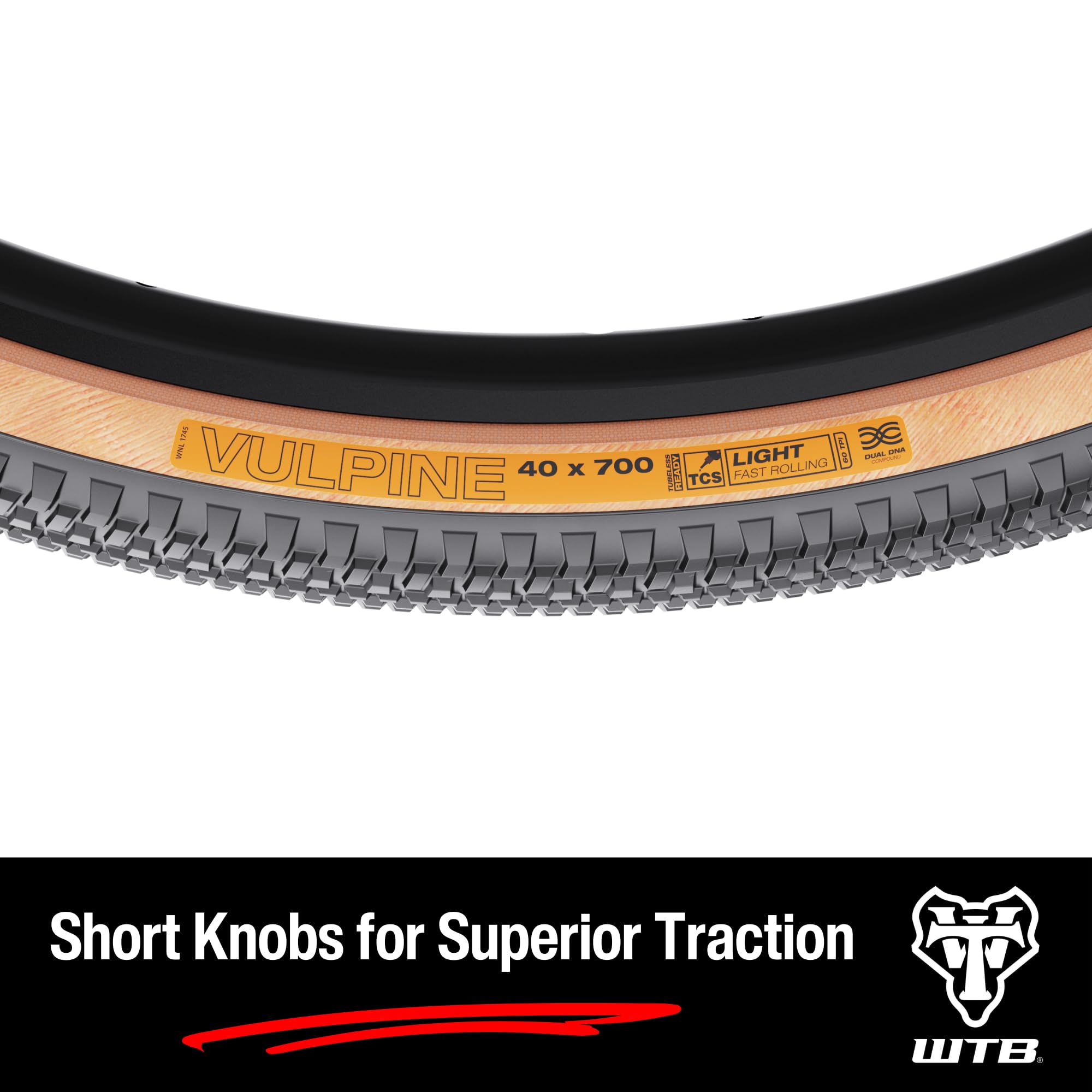 WTB Pneu Vulpine 40 x 700 TCS Rolamento leve/rápido 60 tpi