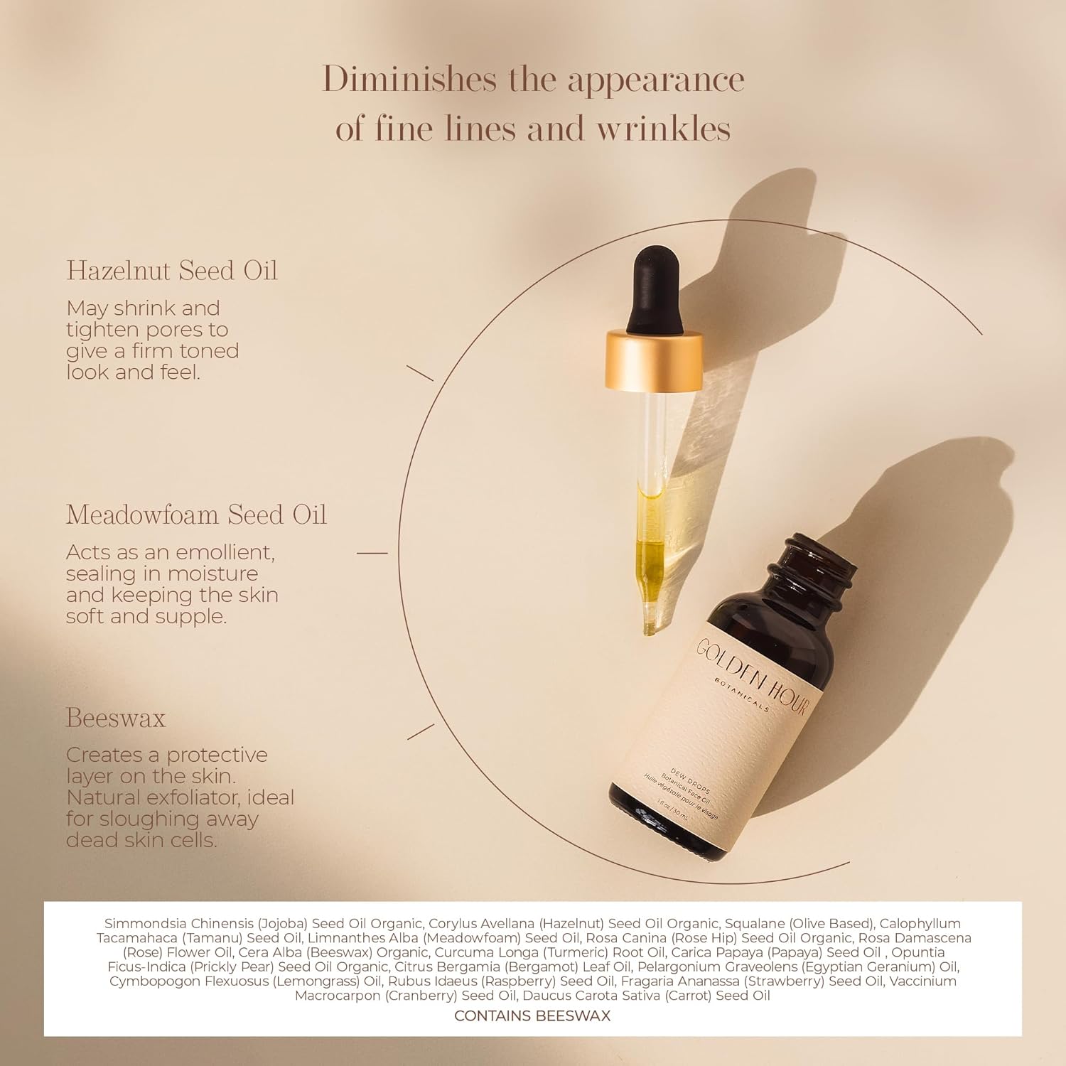 All Natural Organic Skin Care Products Made in USA, Vegan, Cruelty Free Face Oil, Moisturizing + Hydrating Facial Oil Moisturizer with Rose Hip Seed Oil, 1fl oz/30ml, Dew Drops