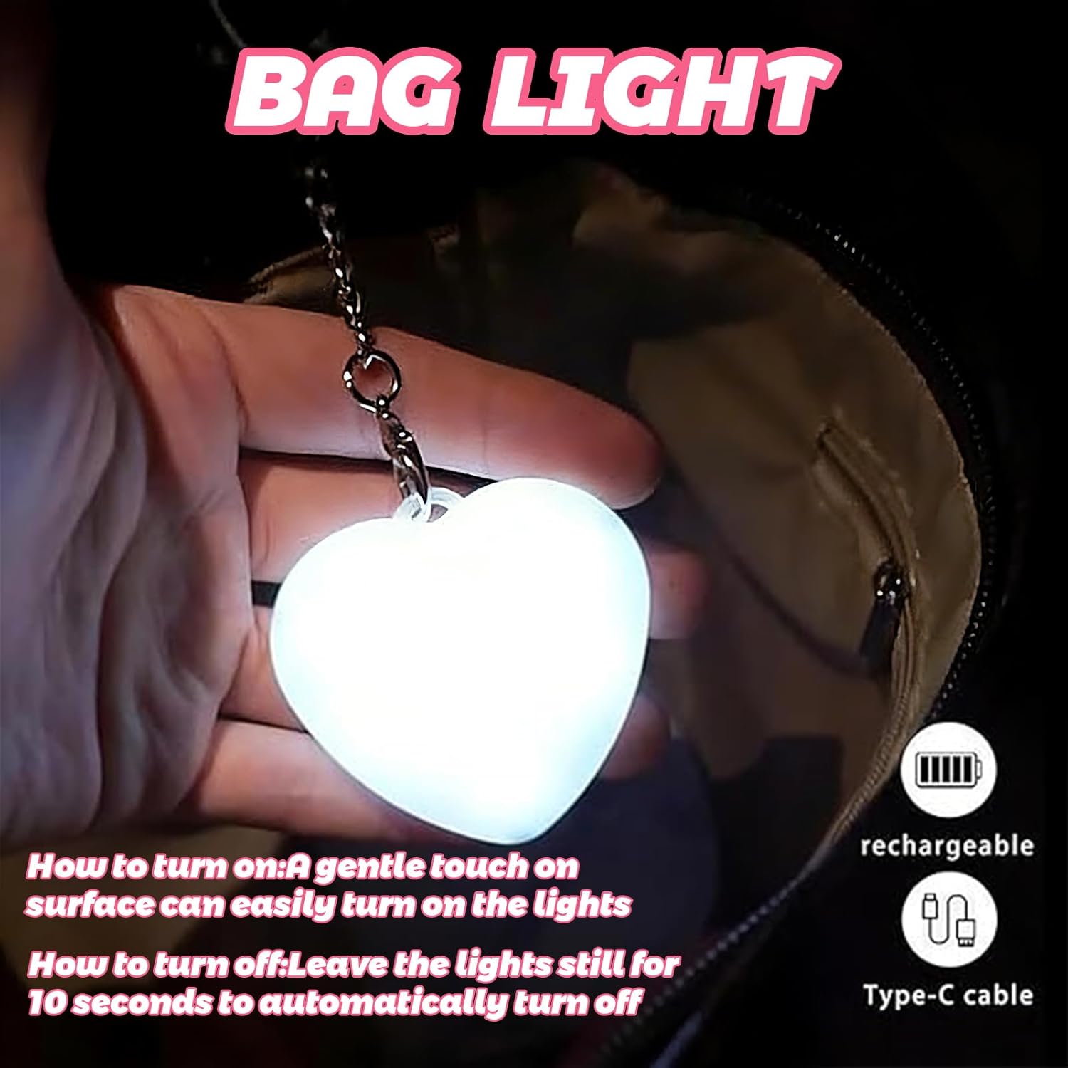 Mothers Day Gifts 2 Pack Heart Purse Light Gifts,Rechargeable Mini Light Up Purse Lamp Gifts for Teen Girls Boys,Heart-Shaped Mini Bag Night Lamp for Kids
