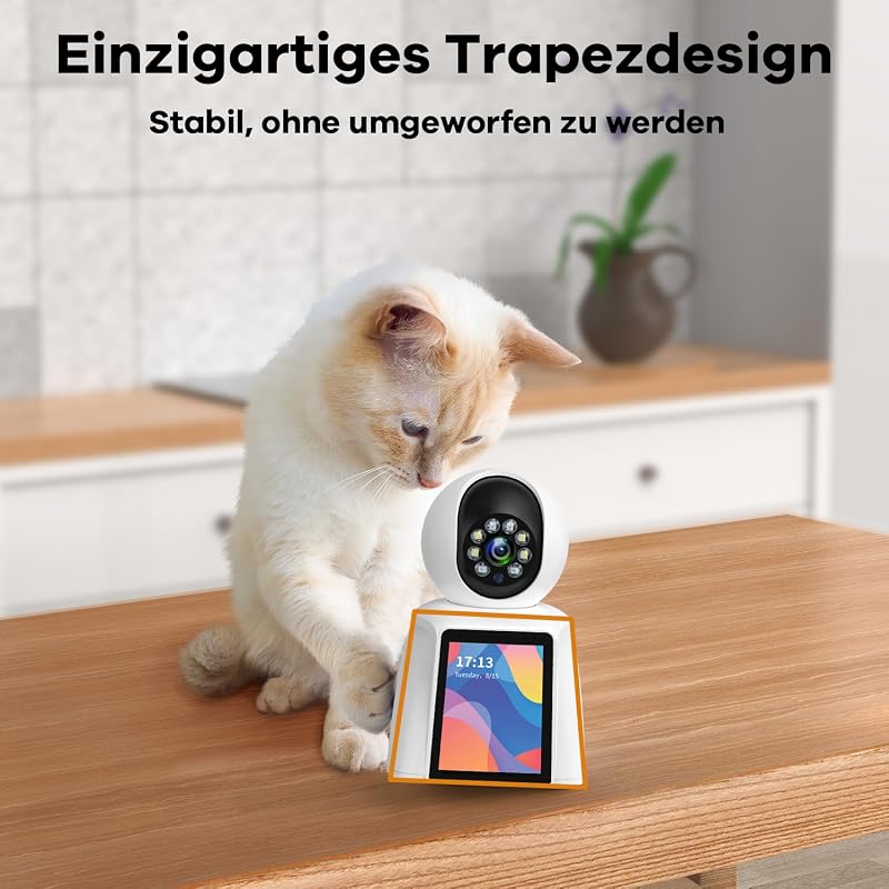 DIDseth 2K 3MP WiFi Beltéri Biztonsági Kamera 2,8" Kijelzővel - 360° Megfigyelés, Kétirányú Videóhívás, Mozgásérzékelés, Kisállat Kamera, Ok