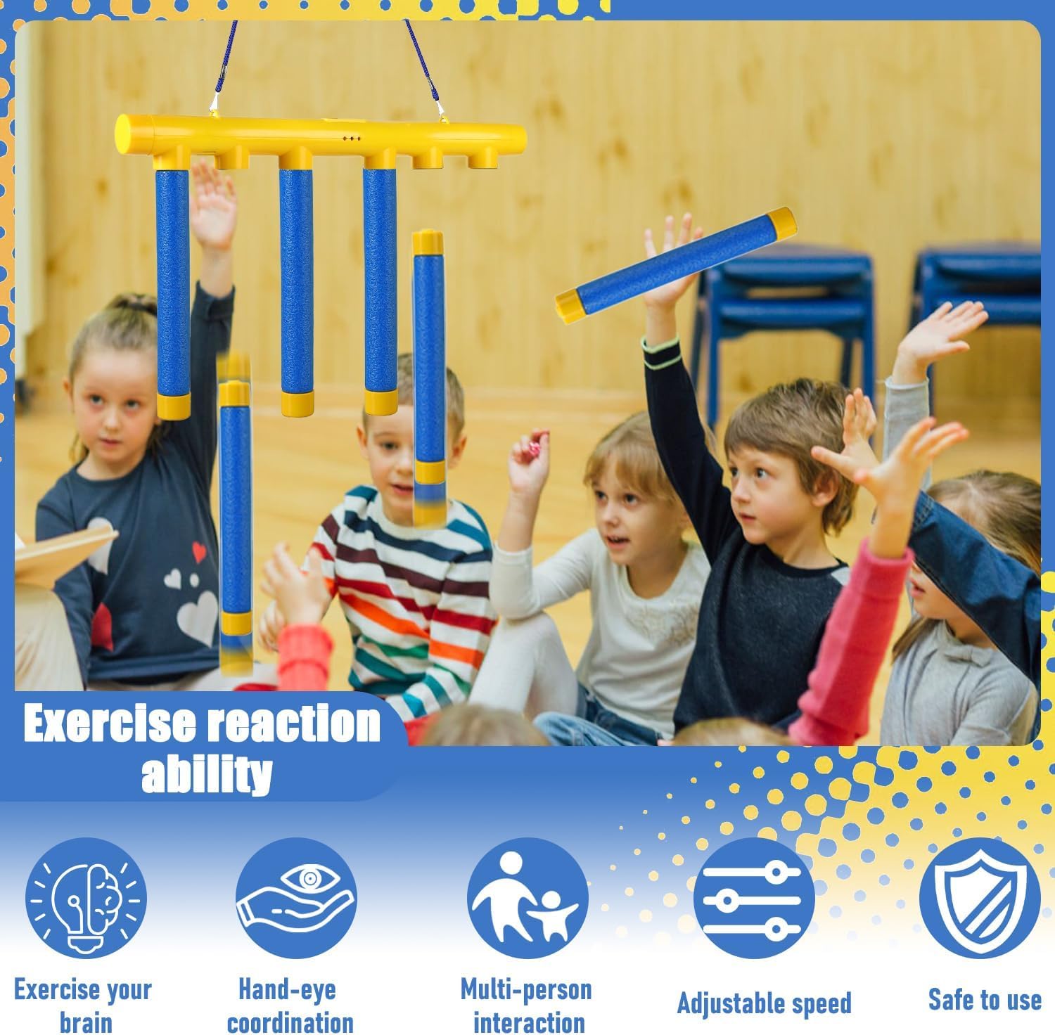 Catching Sticks Game, Divertenti Gioco Riflessi Bastoncini, Giochi di Cattura di Bastoni, 3 Falling Speeds Adjustable, Reaction Training Toy, Gioco di Reazione Catch Sticks, per Bambini Adulti (M2)