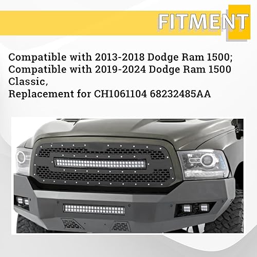 Miniatura 2 de KUAFU Soporte de parachoques compatible con Ram 1500 Classic 2013-2024 Reemplazo para 68232485AA CH1061104 electroforesis de acero negro, 2 unidades