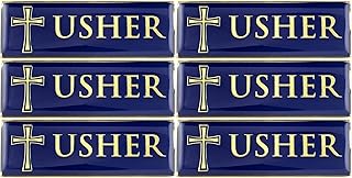 Gold Tone and Blue Enamel Metal Magnetic Badge for Church Volunteer or Elder, 3
