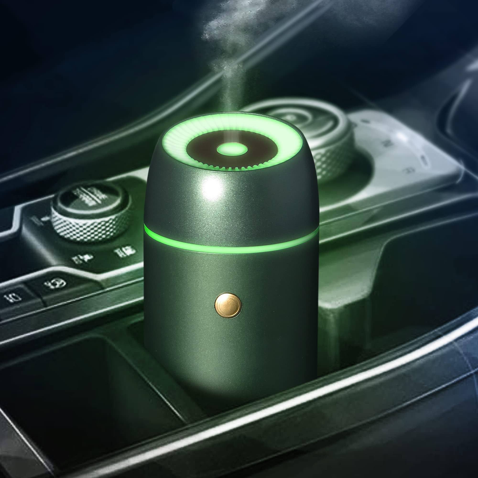 Earnest LivingMetal Aluminum Car Diffuser Mini Humidifier Essential Oil Diffuser Car Air Fresheners for Essential Oils Aromatherapy Diffuser 100ml Timers Night Light Auto Off Function USB Green Gift