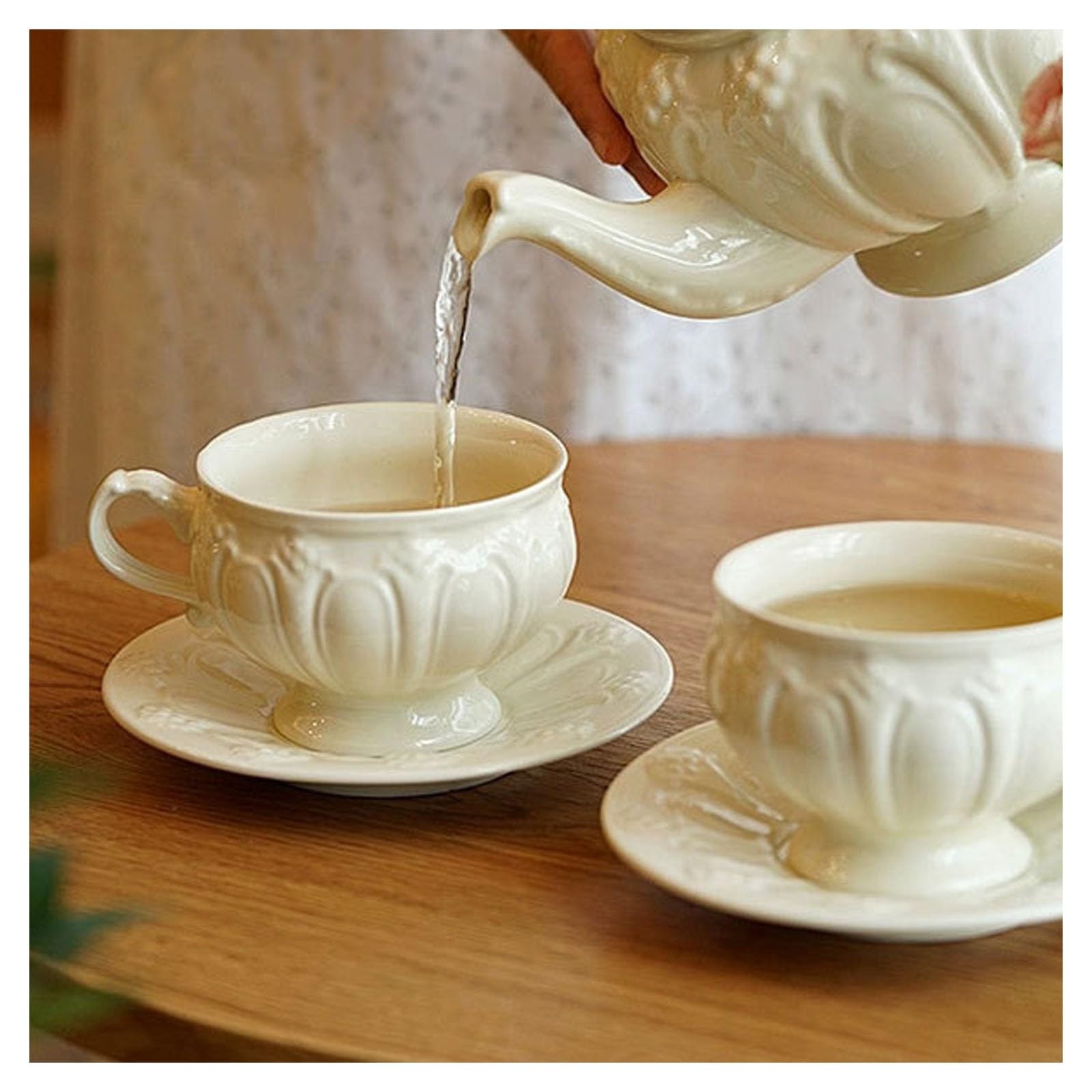 Ceramiczny zestaw kubków do kawy, ręcznie robione kubki do latte 300 ml ze spodkiem, idealne do użytku domowego i biurowego, idealne dla miłośników kawy