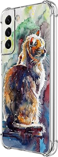 Beaucov Funda para Galaxy S21 FE 5G, bonita pintura de gato, a prueba de golpes, TPU de cuerpo completo, resistente a los arañazos para Samsung