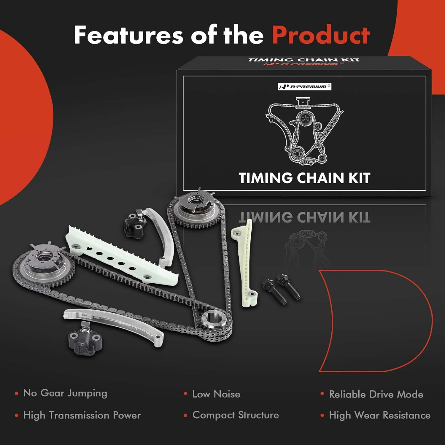 A-Premium Engine Timing Chain Kit W/Guide & Tensioner & VVT Sporcket [fits SOHC, 8Cyl 4.6L] Compatible with Ford Mustang 05-10, F-150, Explorer, Explorer Sport Trac & Mercury Mountaineer 2006-2010