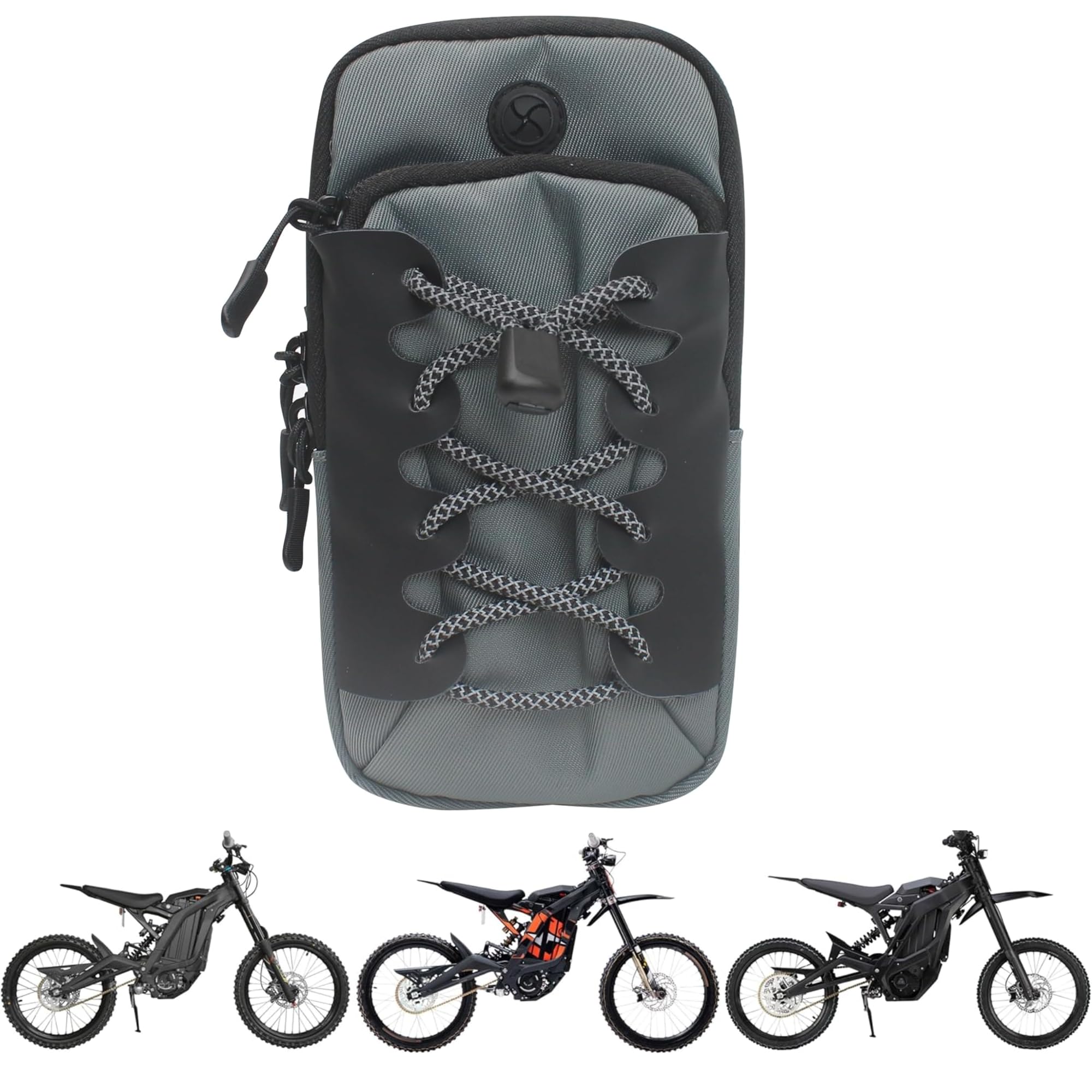 Phone Bag for Ebike, Pouch Fits for Surron Light Bee/Talaria/X260/X160/E Ride Pro/Surron Ultra Bee EDirt Bike, Motorcycle Front Battery Frame Cover Storage Bag for Electric Dirt Bikes (Grey)