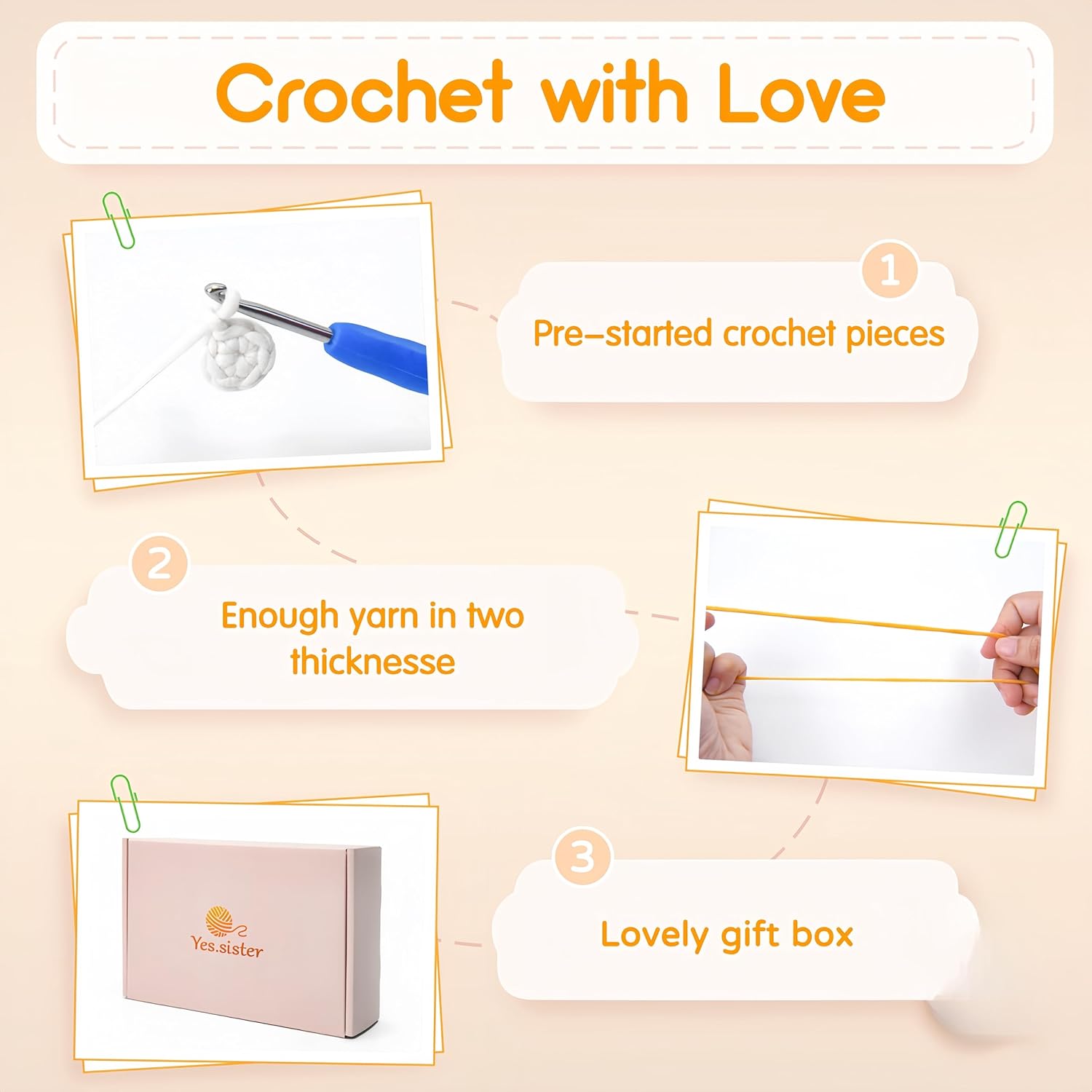 Crochet Kit for Beginners Easy Handmade Craft Knit Crochet Kit 2Tigers