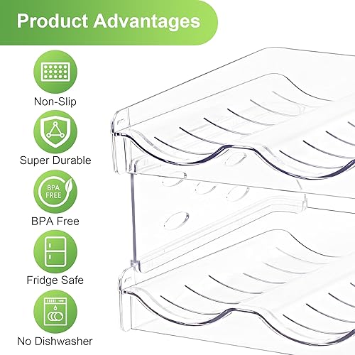 Miniatura 4 de DIFEN Organizador de botellas de agua, soporte apilable para botellas de agua para armario, cocina, despensa, refrigerador, estante de
