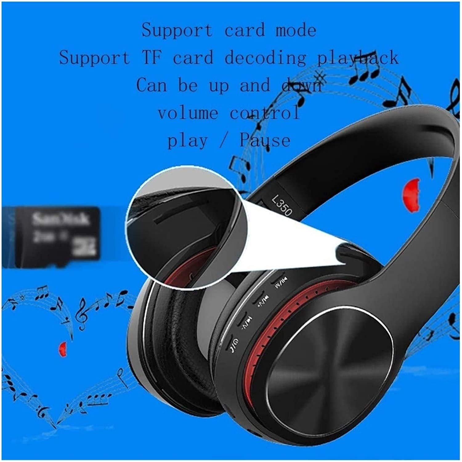 Cuffie on-Ear con Microfono, Cuffie per Bassi Stereo Leggero, Cuffie Wireless Portatili per Smartphone Tablet Laptop Computer (Color : White)