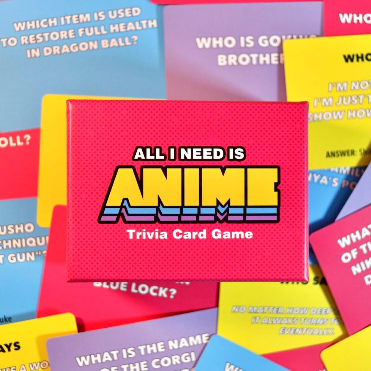 Anime Trivia Card Game - 100 Questions, Character, Quotes & Skill Challenges, Fun Anime Party Game for Fans, Teens & Adults, Expansion Pack Available (Base Game)