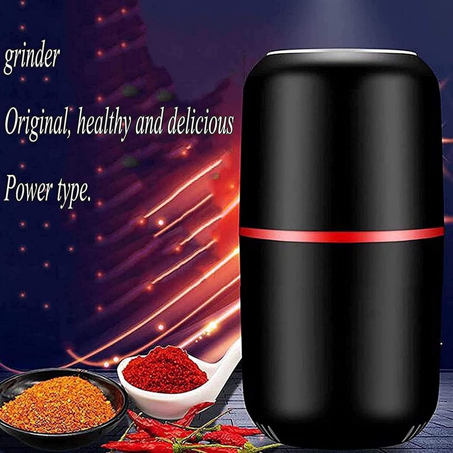 Electric Small Coffee Grinder, Portable & Compact 150W Grinding Mill, Coffee Bean Grinder with Cooling Air Outlet & Flushable Liner, for Spices, Herbs, Nuts(White)