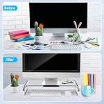 AboveTEK Premium Acrylic Monitor Stand, Large Size Monitor Riser/Clear Computer Stand for Home Office w/Sturdy Platform, Acrylic Desk Stand for Keyboard Storage & Multi-Media Laptop Printer TV Screen